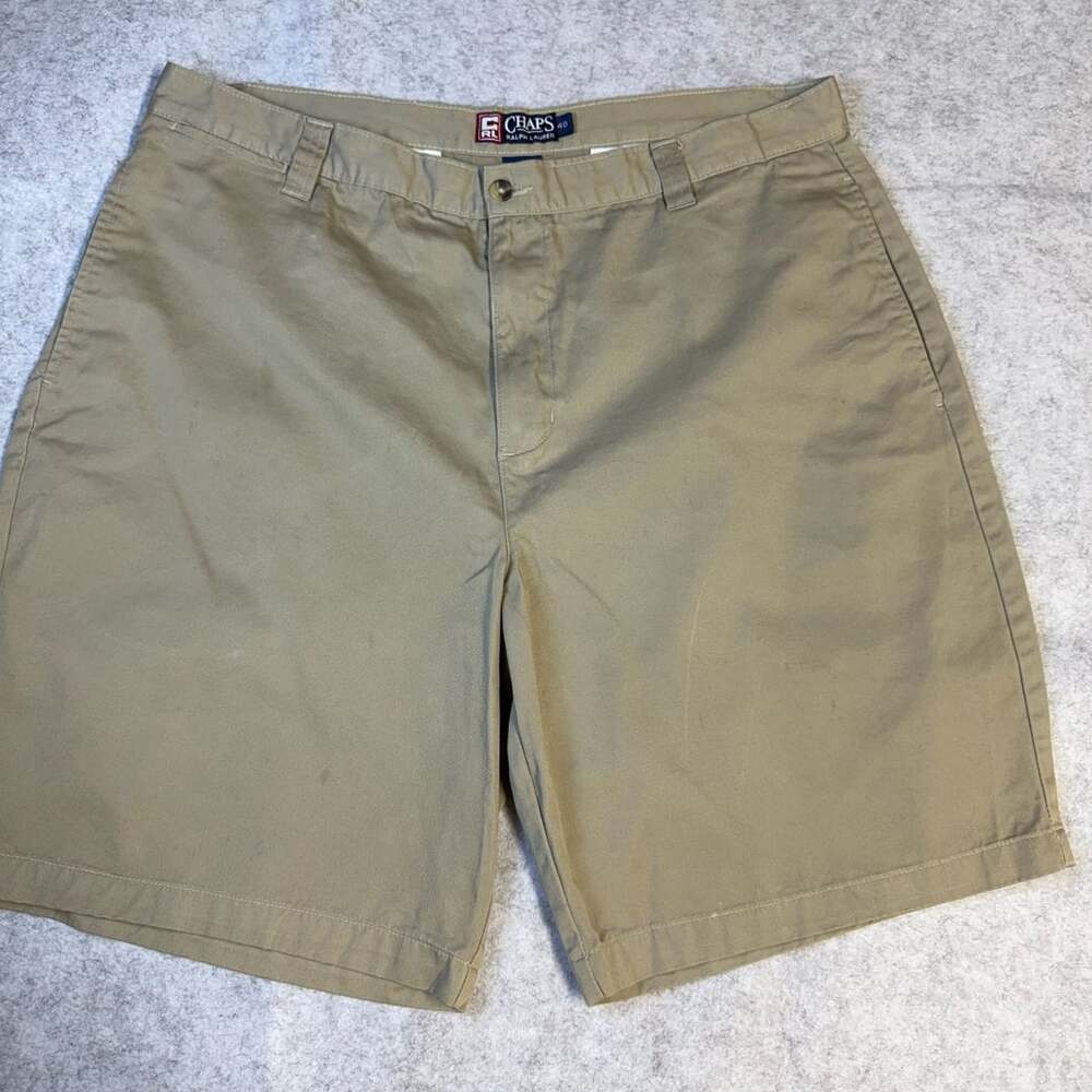 Chaps Chino Shorts Size 40 Khaki Beige Flat Front Cotton